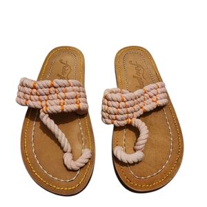 Free People Tan and Pink Rope Sandals - 38